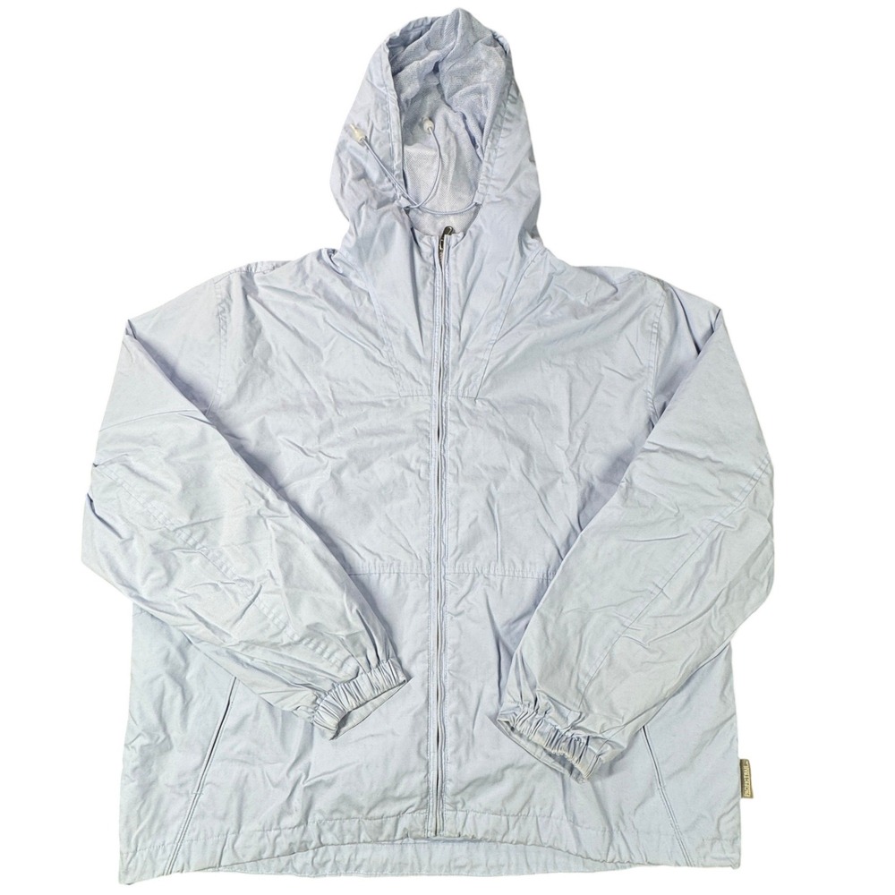 Pacific Trail Windbreaker Mens Large Light Blue Hooded Jacket OutdoorLined